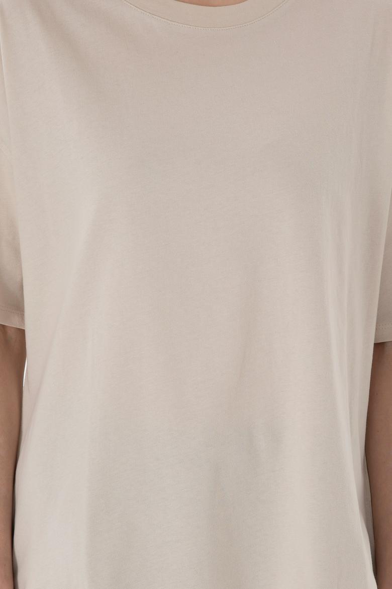 Kadın Taş Oversize Bisiklet Yaka Tişört - 50305810020