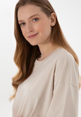 Kadın Taş Oversize Bisiklet Yaka Tişört - 50305810020