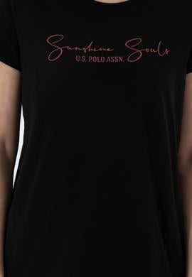 Kadın Siyah Bisiklet Yaka Tişört - 50305746006