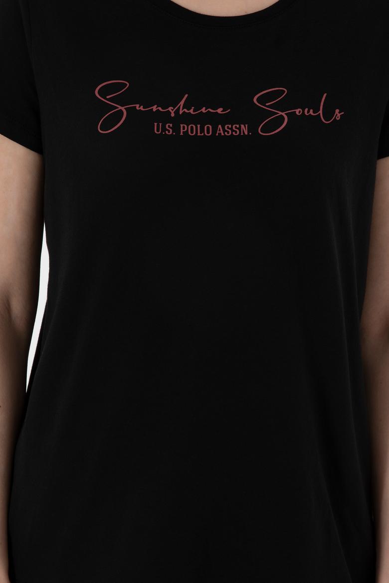 Kadın Siyah Bisiklet Yaka Tişört - 50305746006