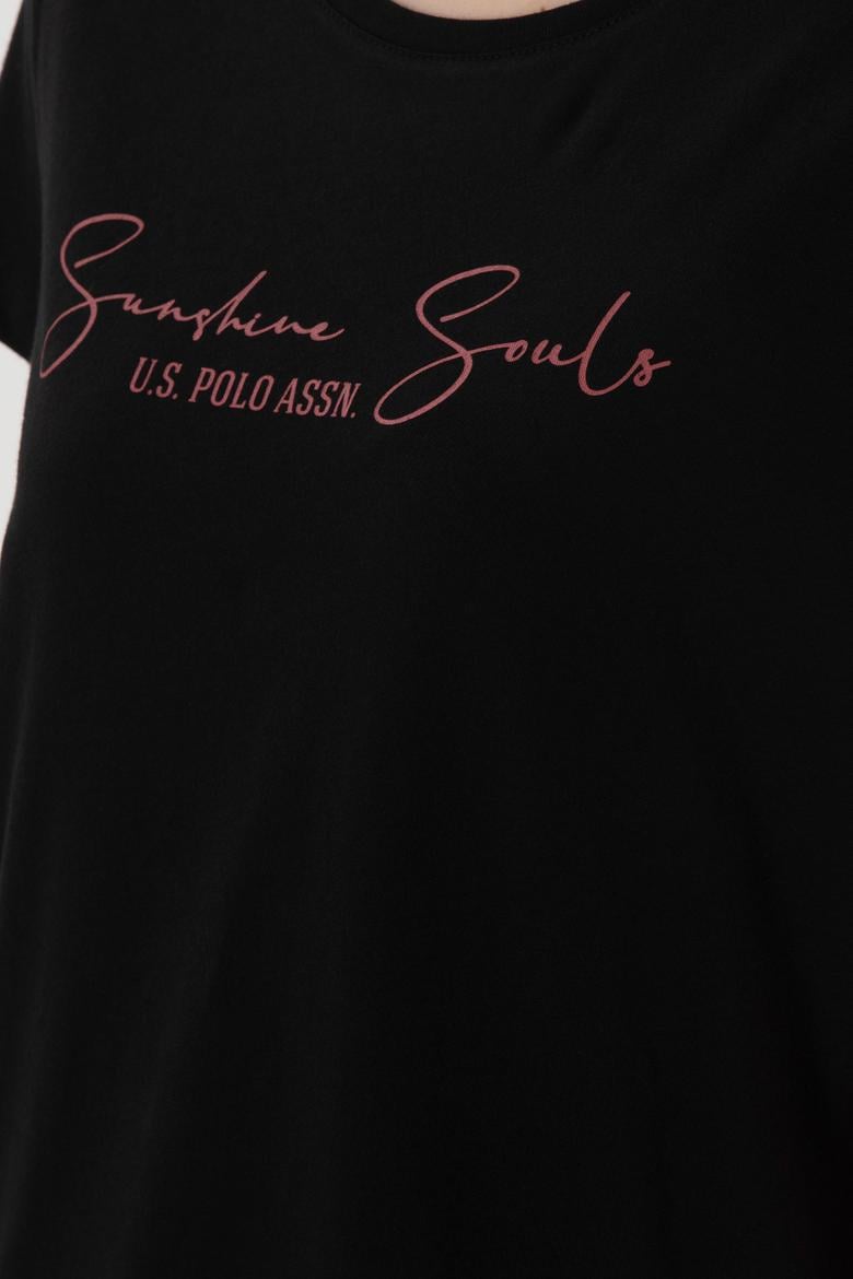 Kadın Siyah Bisiklet Yaka Tişört - 50305746006