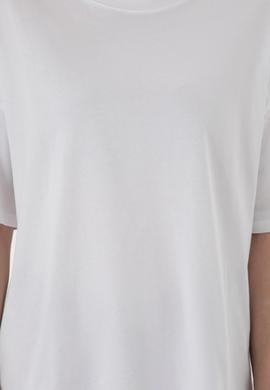 Kadın Beyaz Oversize Bisiklet Yaka Tişört - 50305810029