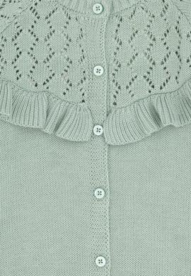 Kız Çocuk Su Yeşili Bisiklet Yaka Triko Hırka - 50297168007