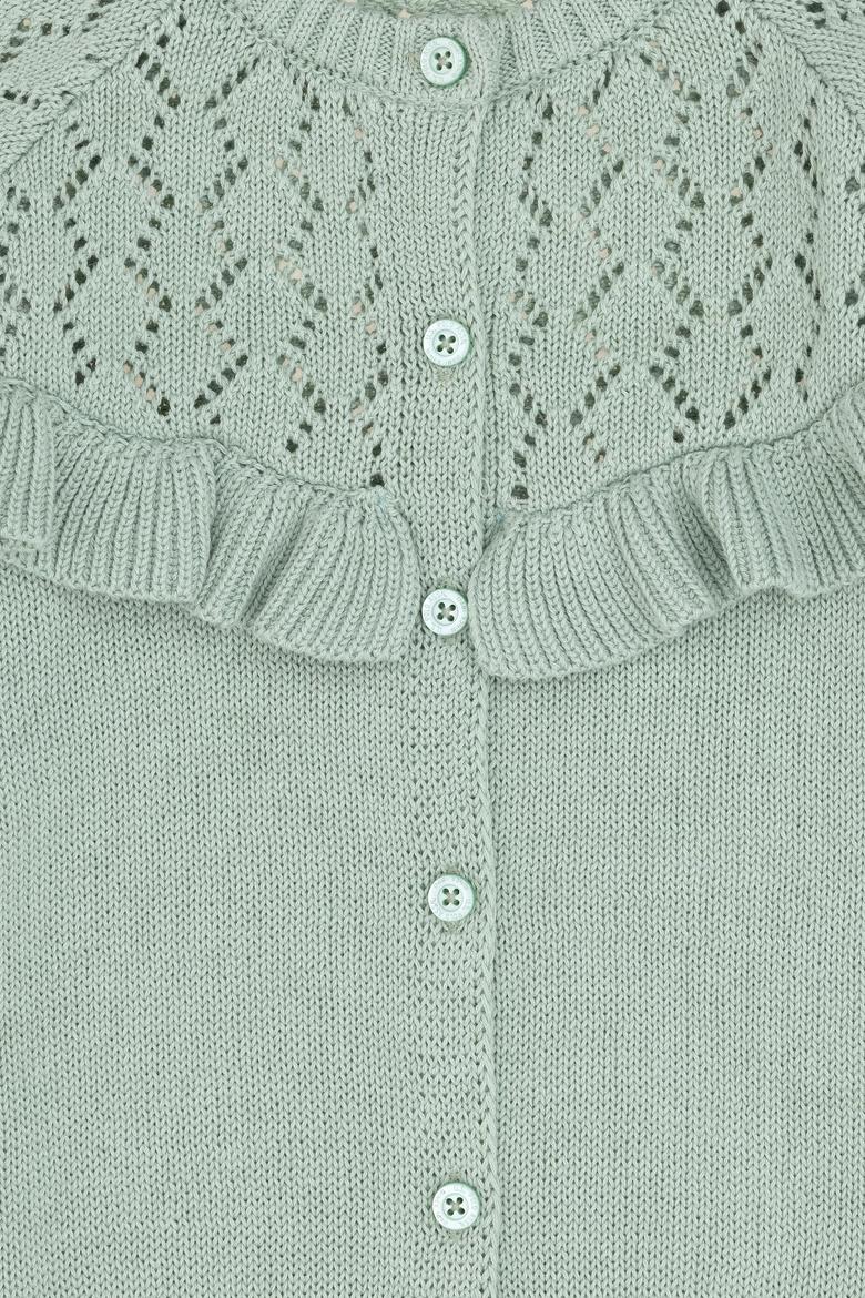 Kız Çocuk Su Yeşili Bisiklet Yaka Triko Hırka - 50297168007