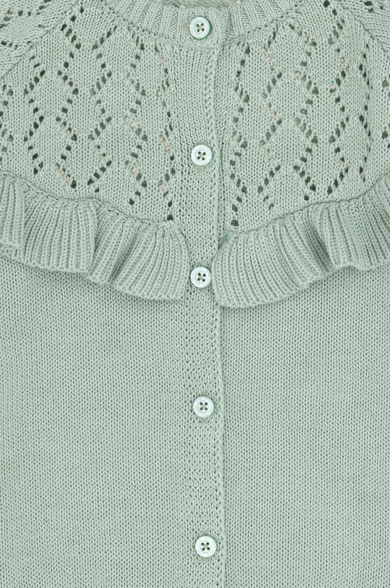 Kız Çocuk Su Yeşili Bisiklet Yaka Triko Hırka