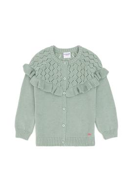 Kız Çocuk Su Yeşili Bisiklet Yaka Triko Hırka - 50297168007