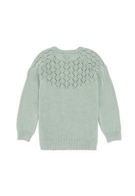 Kız Çocuk Su Yeşili Bisiklet Yaka Triko Hırka - 50297168007