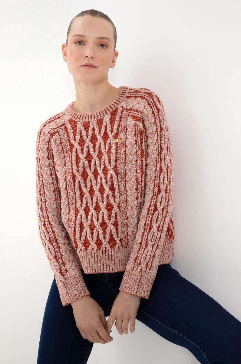 Kadın Krem Bisiklet Yaka Kazak