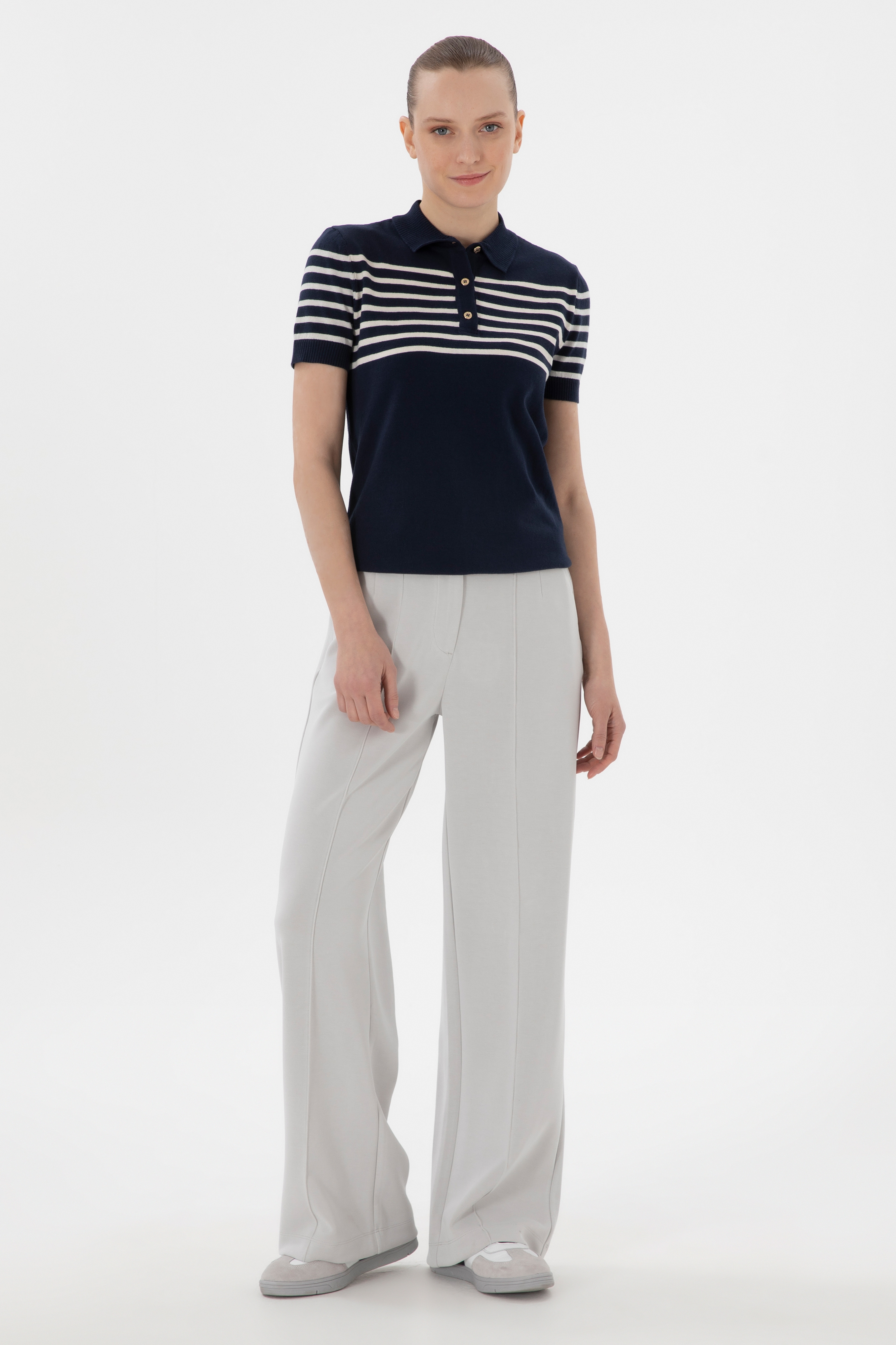 Kadın Taş Modal Karışımlı Loose Fit Örme Pantolon - Image 1