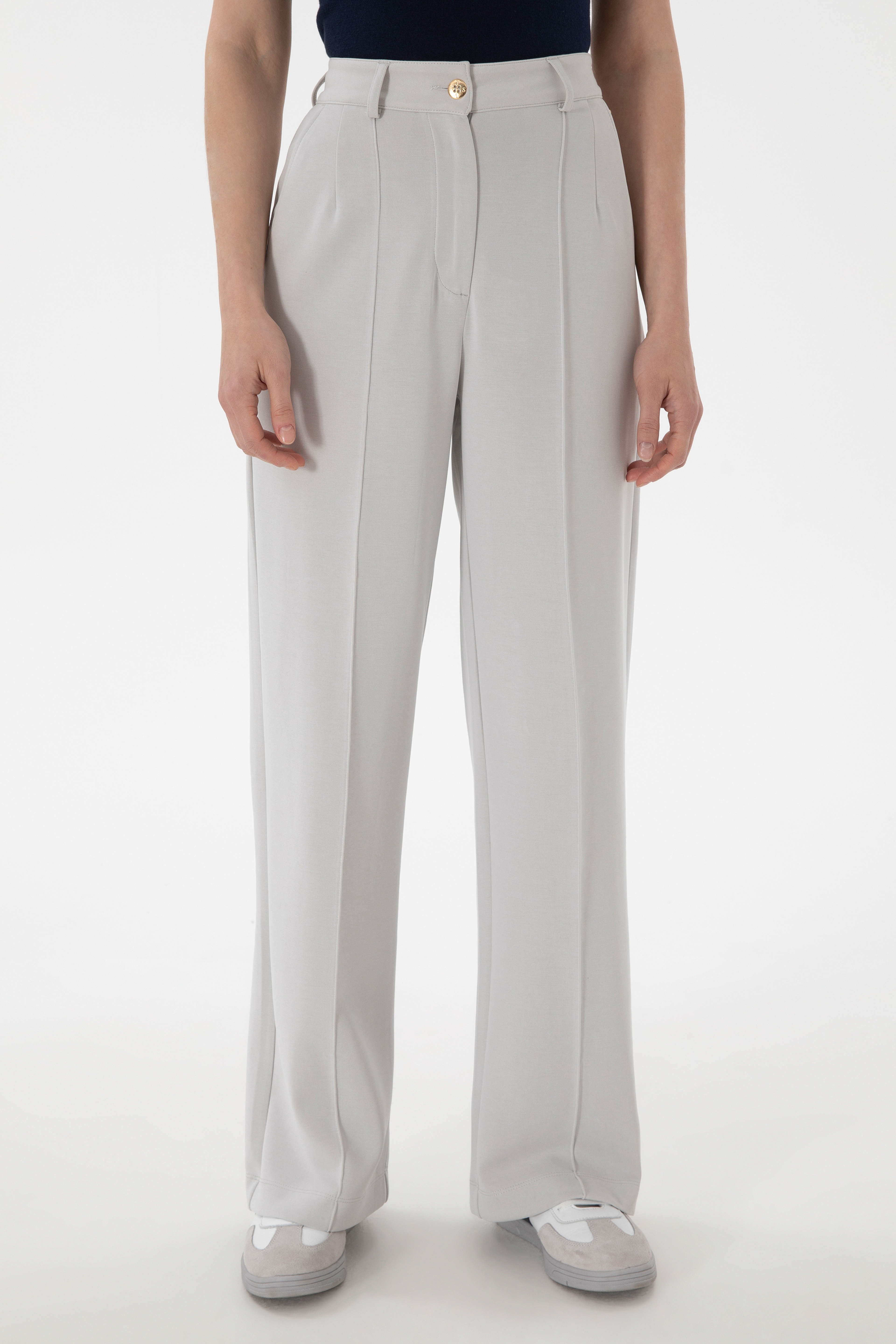 Kadın Taş Modal Karışımlı Loose Fit Örme Pantolon - Image 2