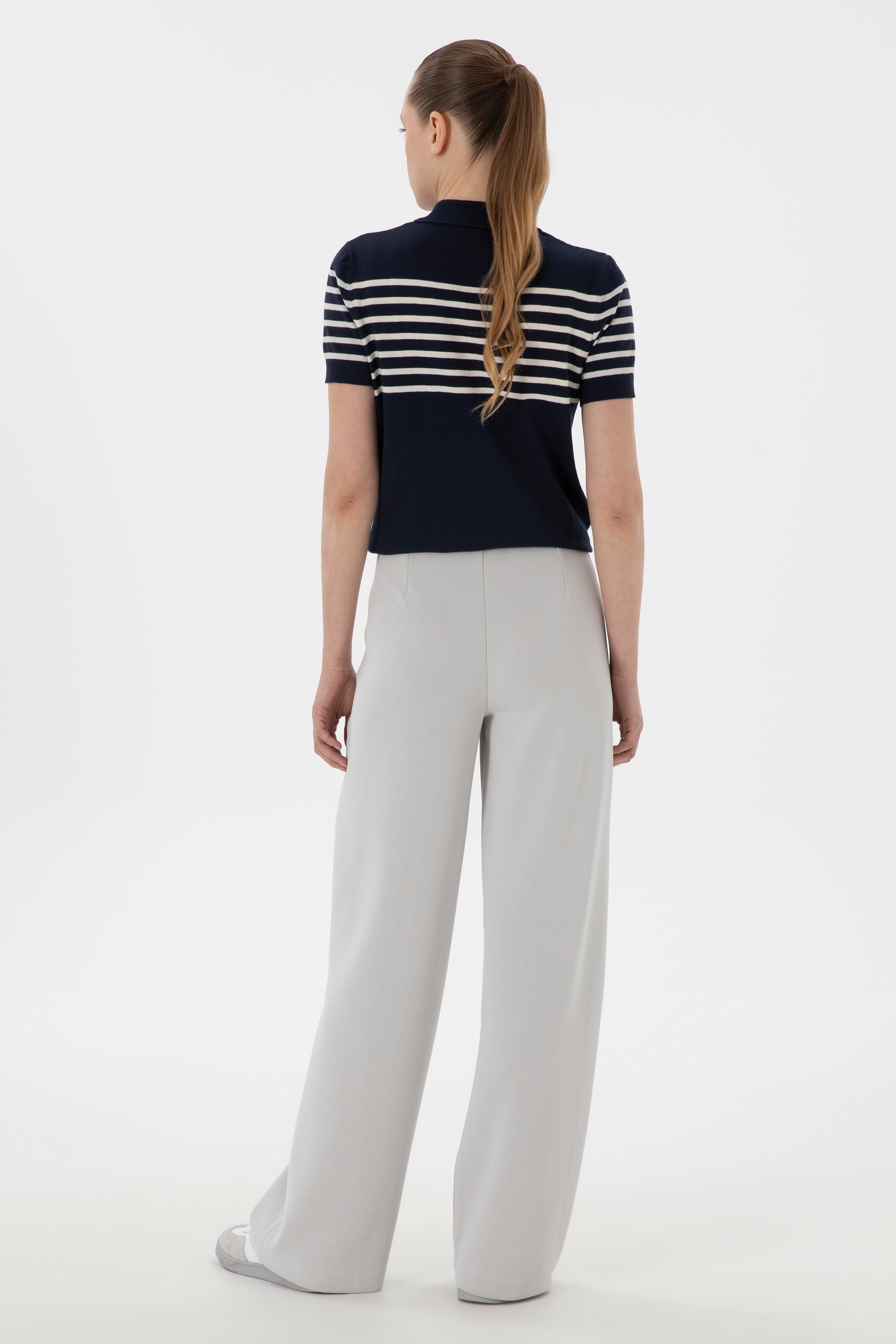 Kadın Taş Modal Karışımlı Loose Fit Örme Pantolon - Image 4