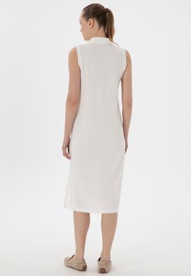 Kadın Krem Polo Yaka Midi Boy Örme Elbise - 50300674009