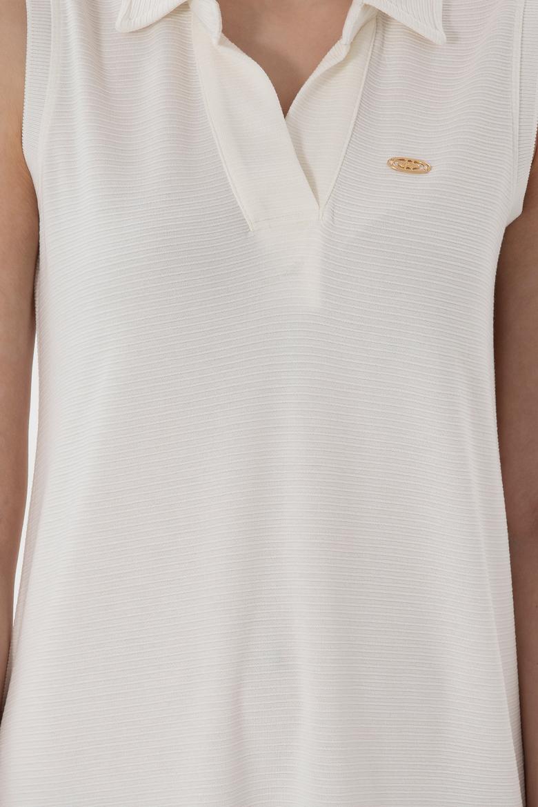 Kadın Krem Polo Yaka Midi Boy Örme Elbise - 50300674009