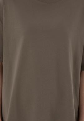 Kadın Vizon Oversize Bisiklet Yaka Tişört - 50305810039