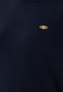 Kadın Lacivert Bisiklet Yaka Triko Tişört - 50306460017