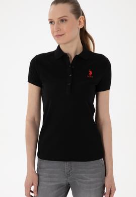 Kadın Siyah Basic Polo Yaka Tişört - 50280037011