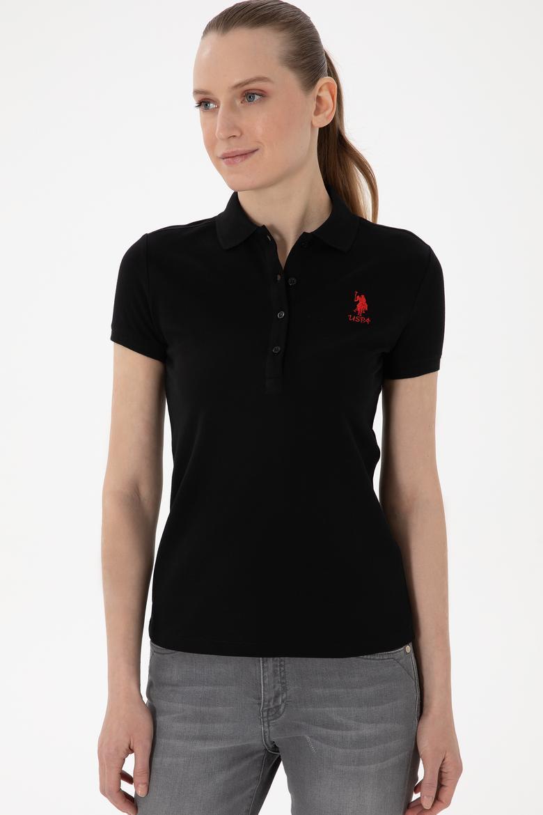 Kadın Siyah Basic Polo Yaka Tişört - 50280037011