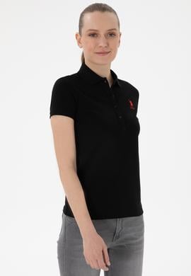 Kadın Siyah Basic Polo Yaka Tişört - 50280037011