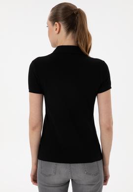 Kadın Siyah Basic Polo Yaka Tişört - 50280037011