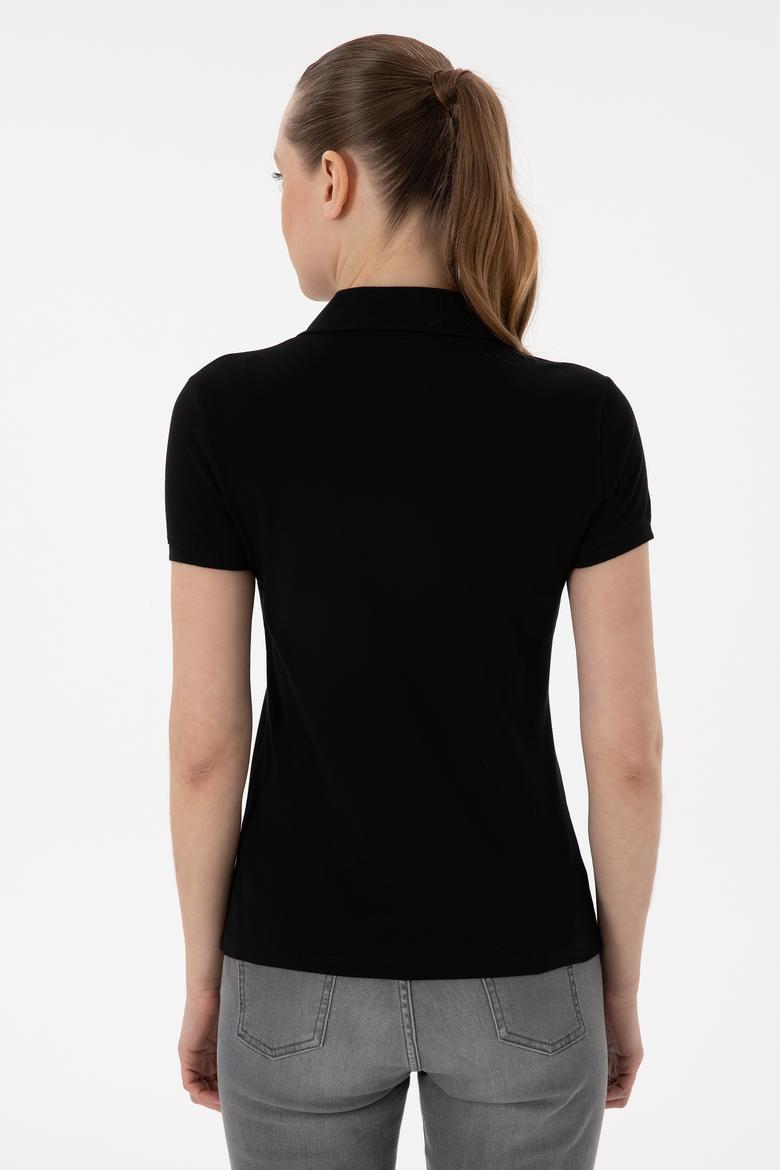 Kadın Siyah Basic Polo Yaka Tişört - 50280037011