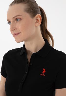 Kadın Siyah Basic Polo Yaka Tişört - 50280037011