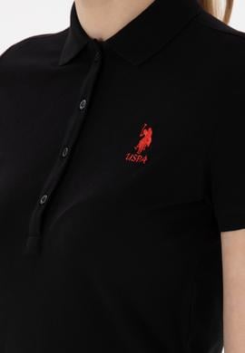 Kadın Siyah Basic Polo Yaka Tişört - 50280037011