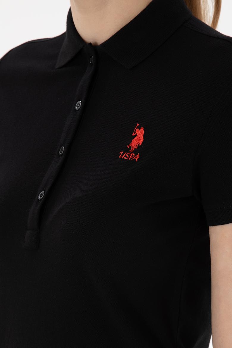 Kadın Siyah Basic Polo Yaka Tişört - 50280037011