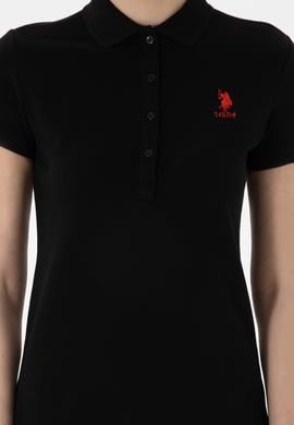 Kadın Siyah Basic Polo Yaka Tişört - 50280037011