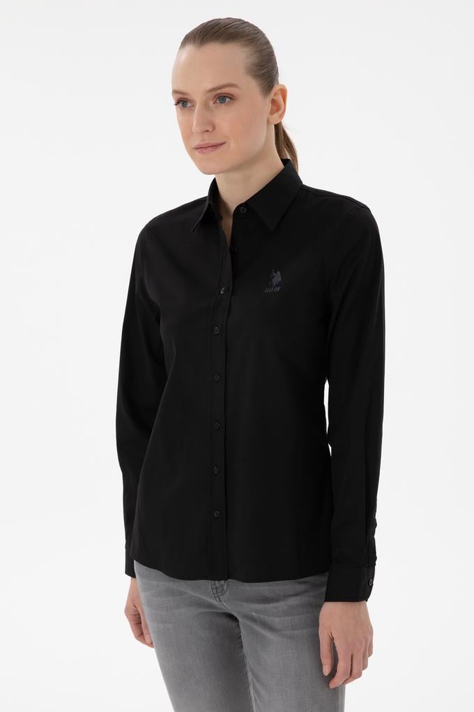 Kadın Siyah Uzun Kollu Basic Gömlek