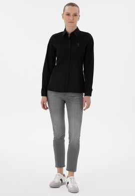 Kadın Siyah Uzun Kollu Basic Gömlek - 50298091034