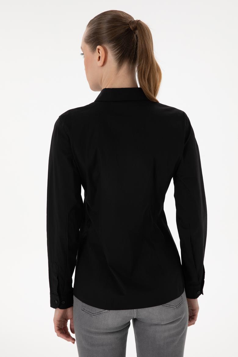 Kadın Siyah Uzun Kollu Basic Gömlek - 50298091034