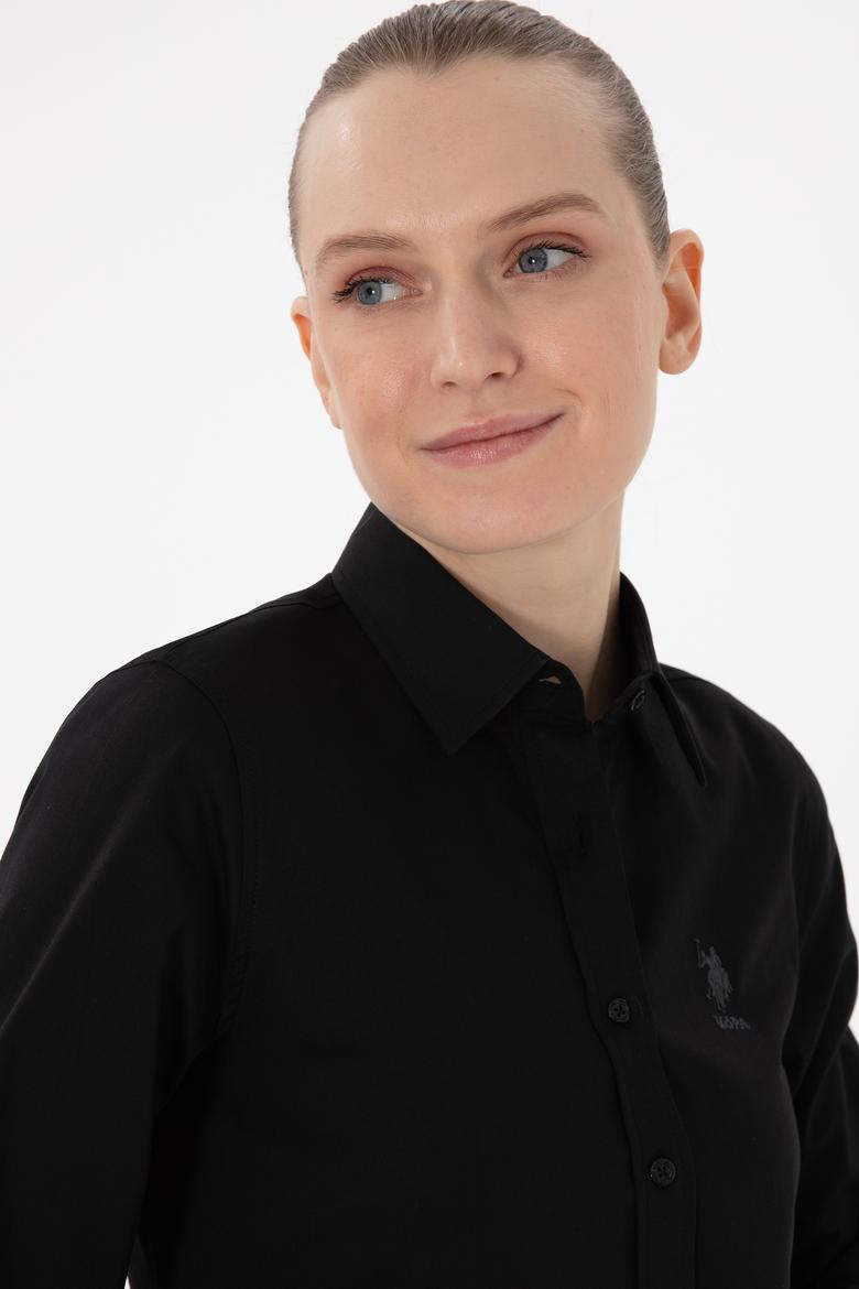 Kadın Siyah Uzun Kollu Basic Gömlek - 50298091034