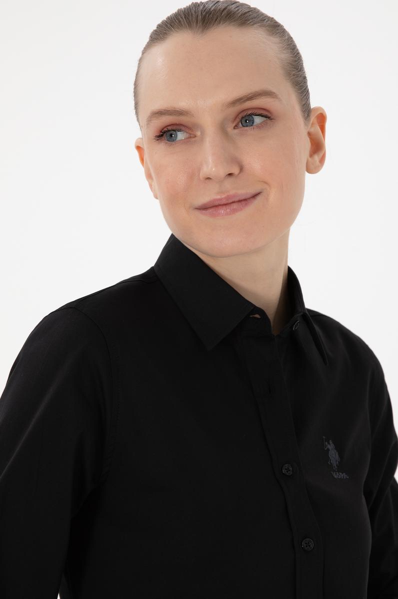 Kadın Siyah Uzun Kollu Basic Gömlek