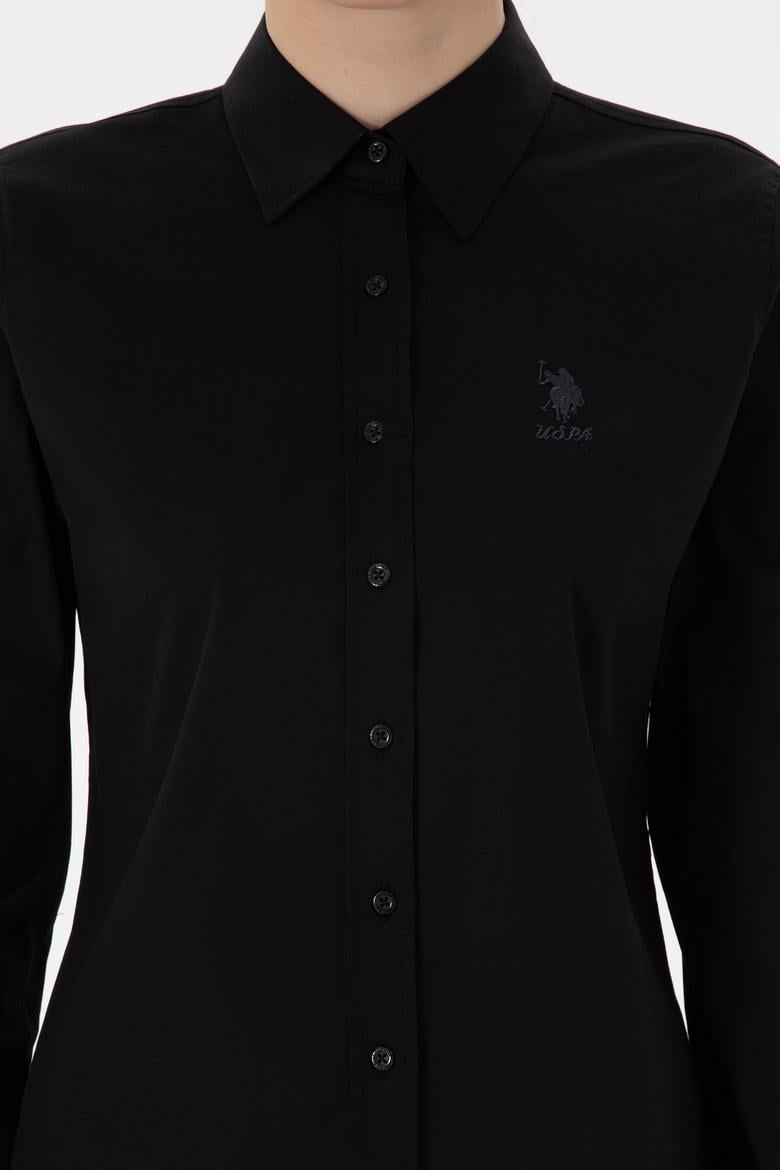 Kadın Siyah Uzun Kollu Basic Gömlek - 50298091034