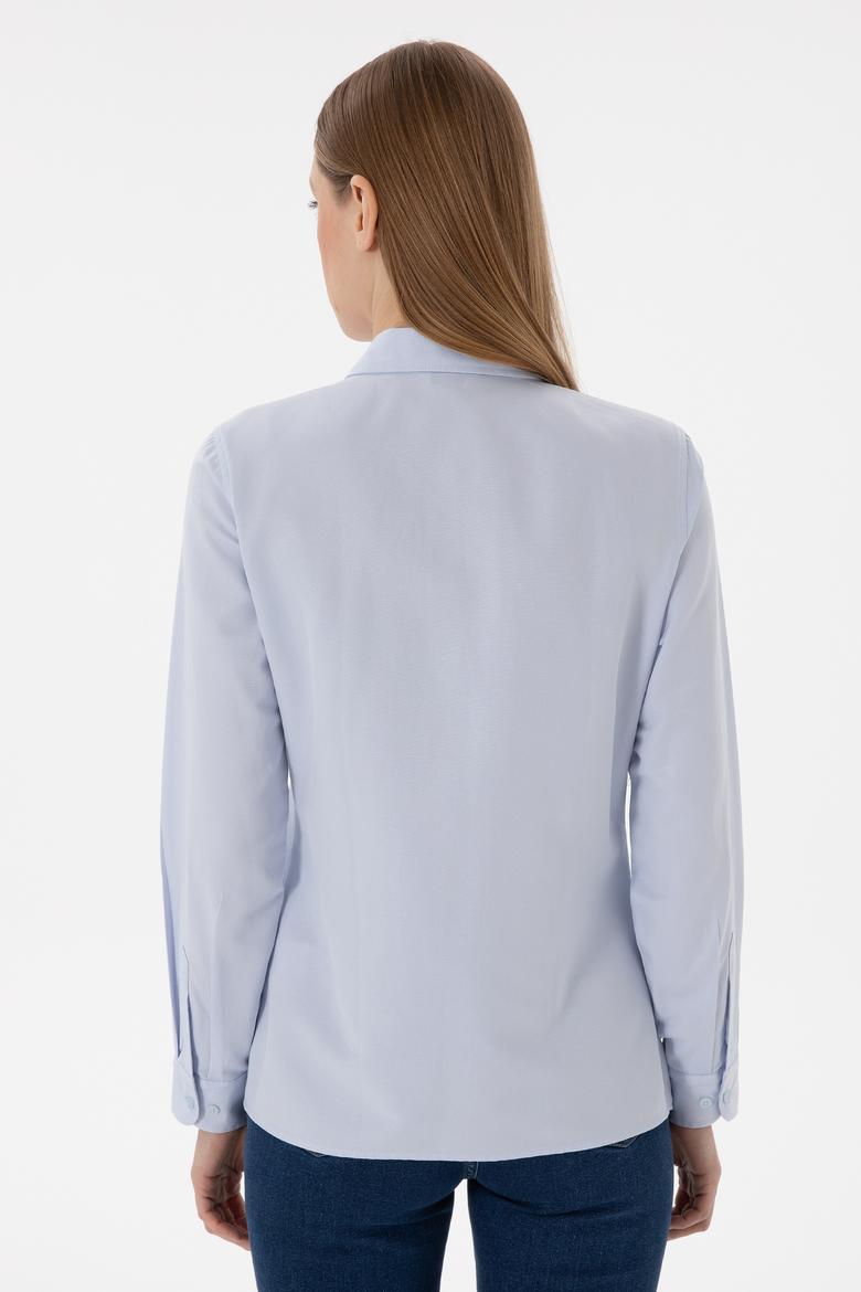 Kadın Açık Mavi Uzun Kollu Basic Gömlek - 50298103030