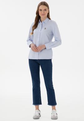 Kadın Açık Mavi Uzun Kollu Basic Gömlek - 50298103030