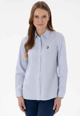 Kadın Açık Mavi Uzun Kollu Basic Gömlek - 50298103030