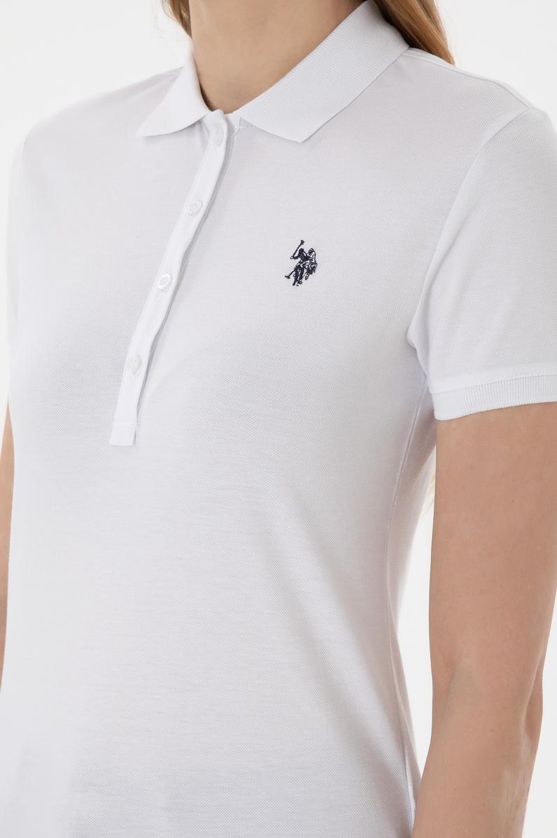 Kadın Beyaz Basic Polo Yaka Tişört