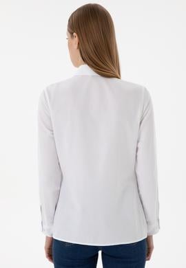 Kadın Beyaz Uzun Kollu Basic Gömlek - 50298095003
