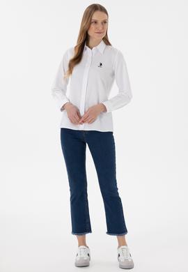 Kadın Beyaz Uzun Kollu Basic Gömlek - 50298095003