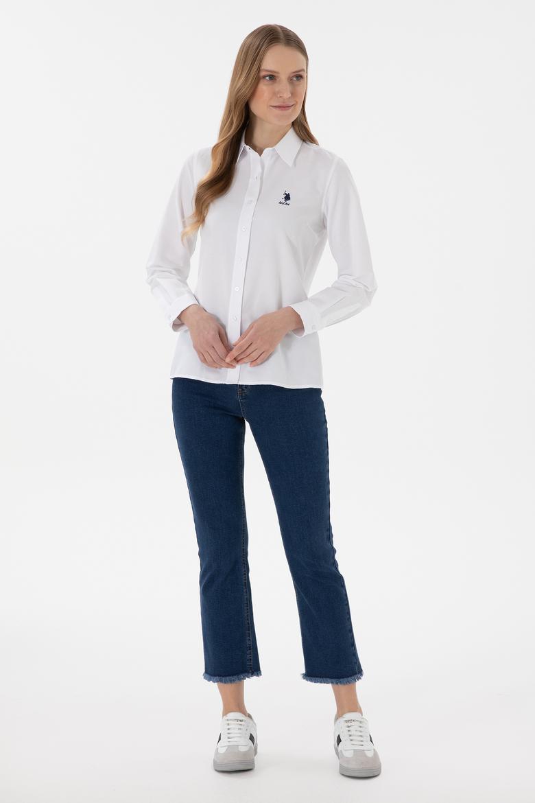 Kadın Beyaz Uzun Kollu Basic Gömlek - 50298095003