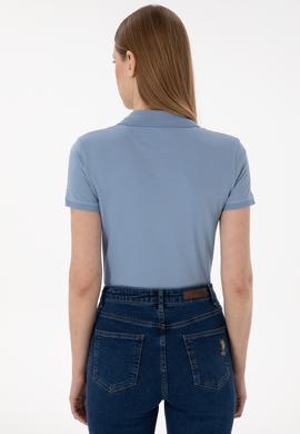 Kadın Mavi Basic Polo Yaka Tişört - 50300896276