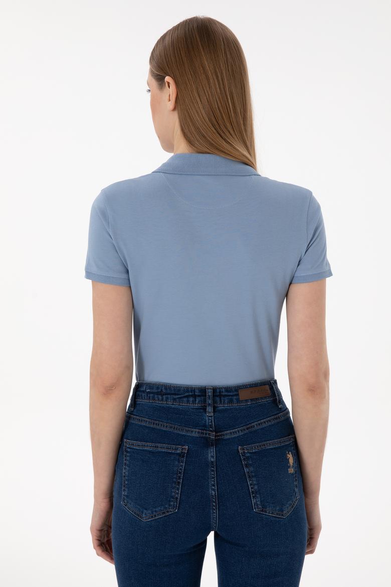 Kadın Mavi Basic Polo Yaka Tişört - 50300896276