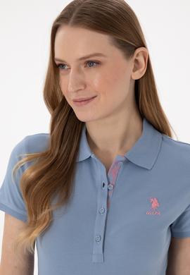 Kadın Mavi Basic Polo Yaka Tişört - 50300896276