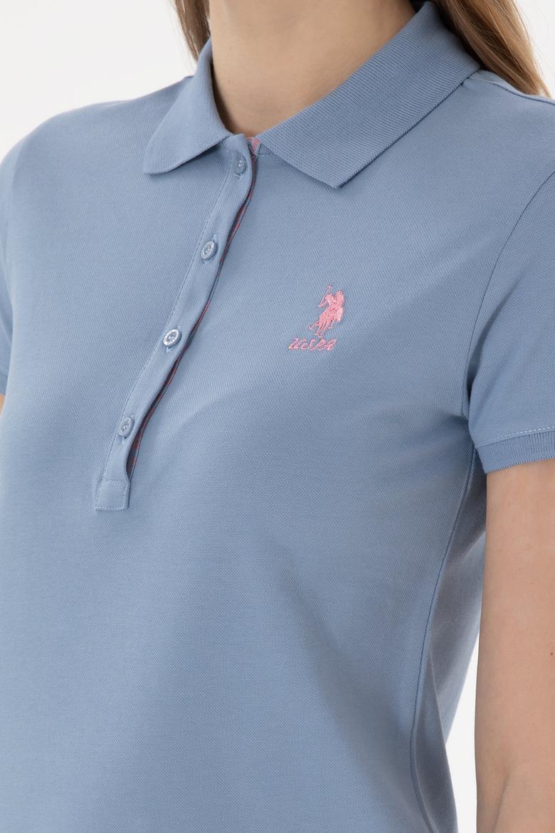 Kadın Mavi Basic Polo Yaka Tişört - 50300896276