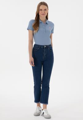 Kadın Mavi Basic Polo Yaka Tişört - 50300896276