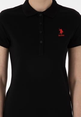 Kadın Siyah Basic Polo Yaka Tişört - 50300896116