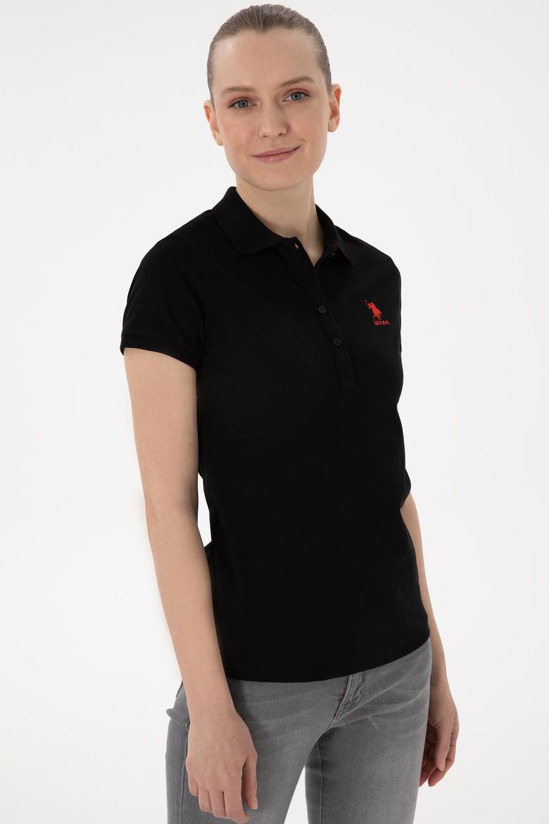 Kadın Siyah Basic Polo Yaka Tişört - 50300896116