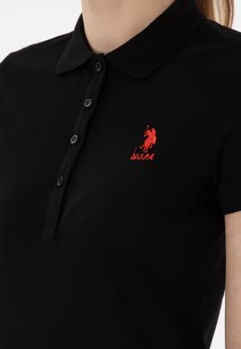 Kadın Siyah Basic Polo Yaka Tişört - 50300896116