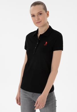Kadın Siyah Basic Polo Yaka Tişört - 50300896116
